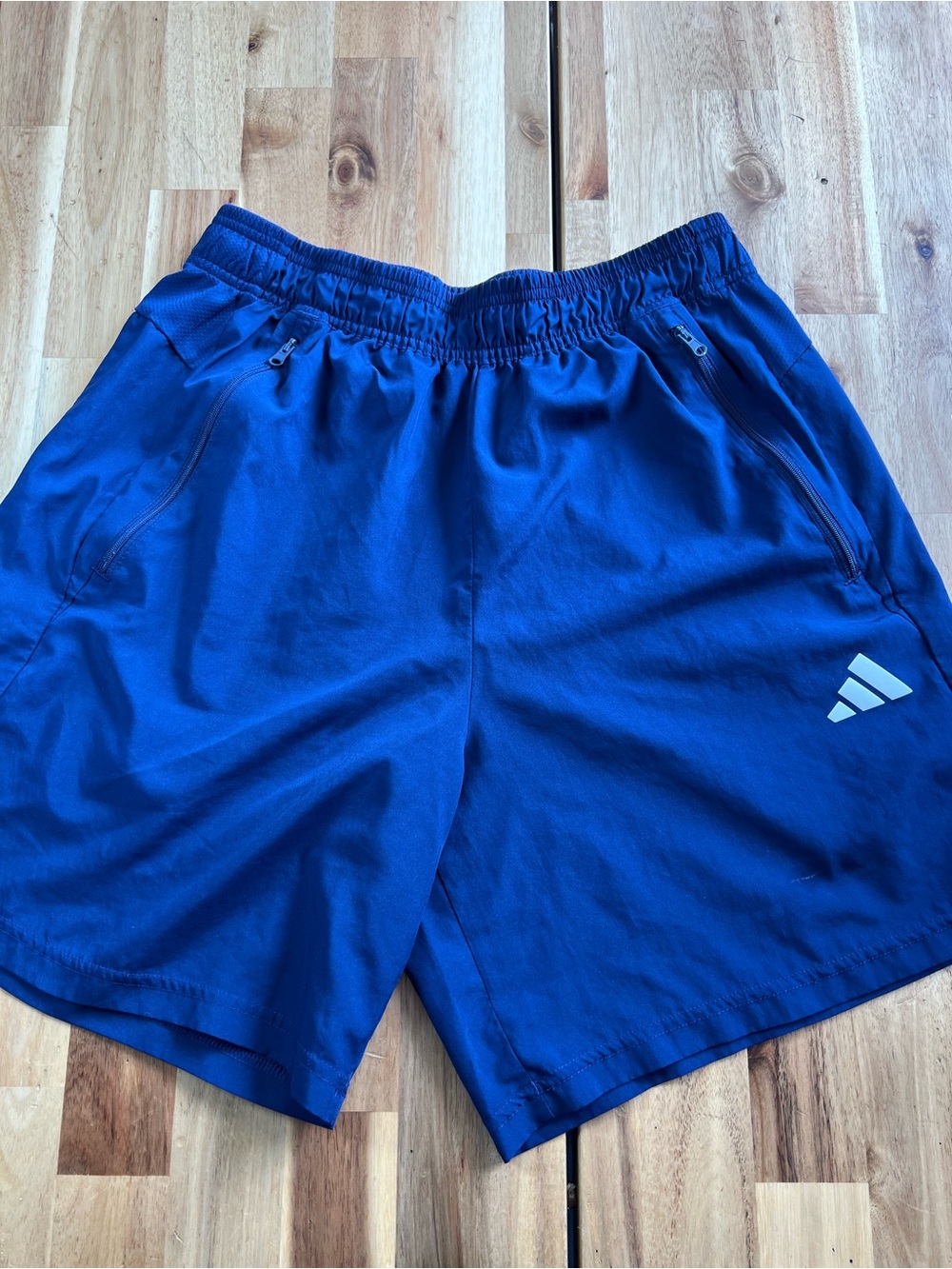 Adidas AeroReady Men Blue Athletic Training Running Short SZ XL Tall Zip Pocket